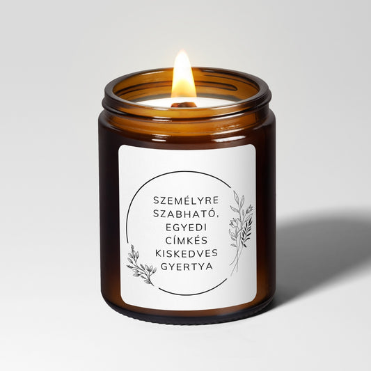 Nagy, fakanócos személyre szabható gyertya barna tégelyben