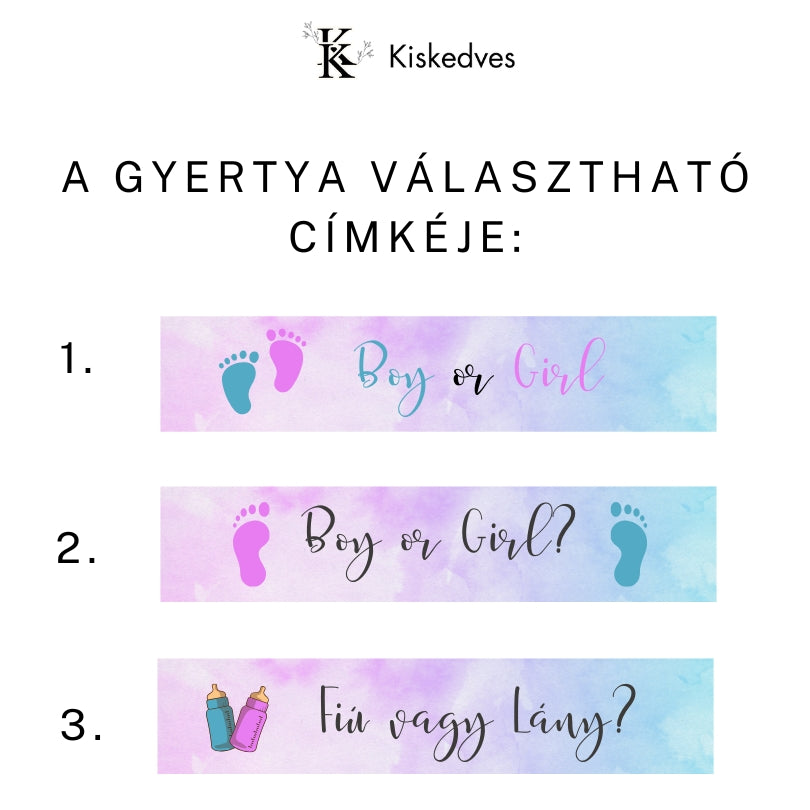 Gender party Kiskedves gyertya