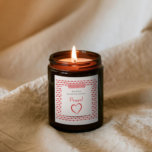 Valentin-napi személyre szabható gyertya barna tégelyben